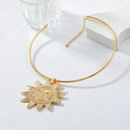 Star Sun Face 18K Gold Hasli Collar Necklace For Women Bulk