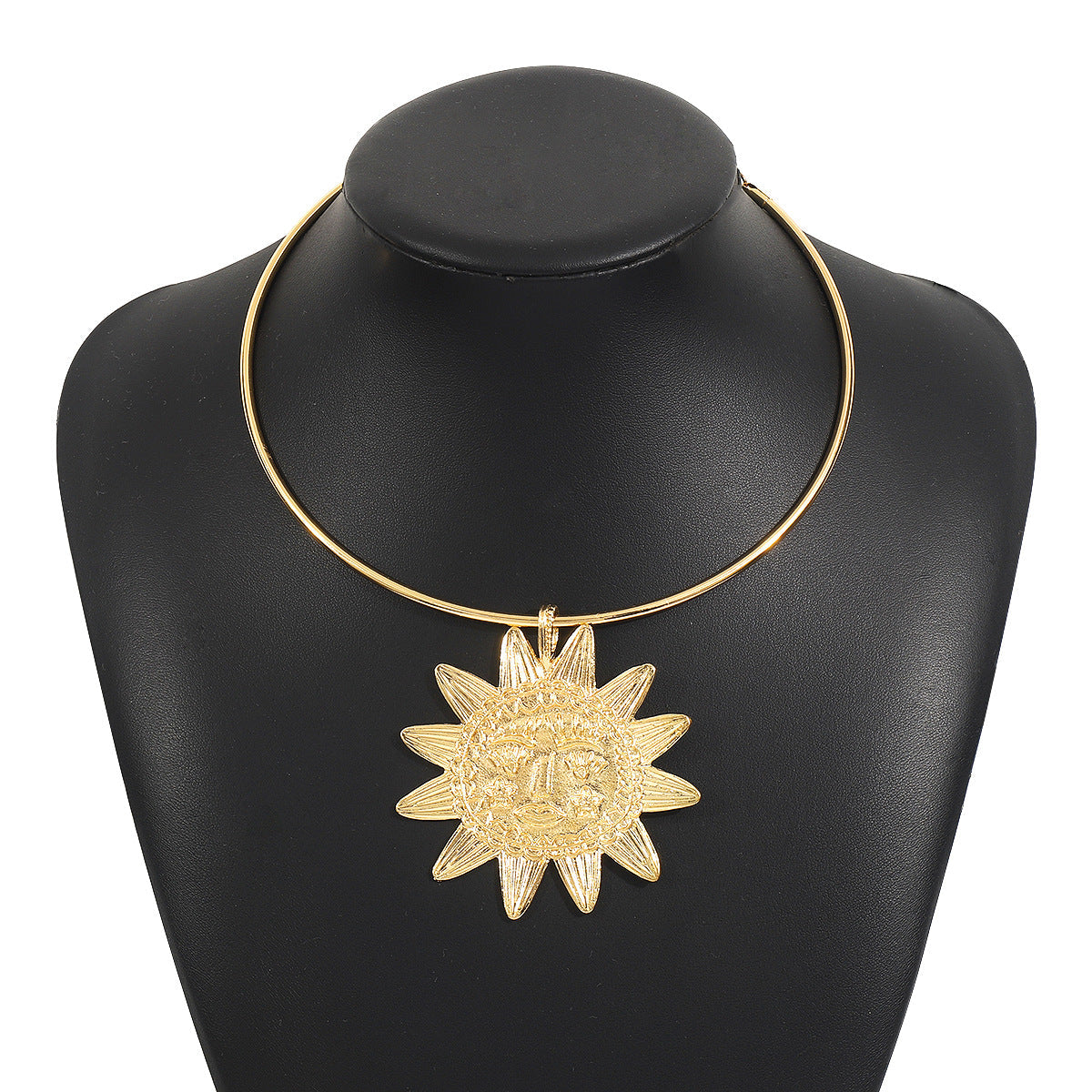 Star Sun Face 18K Gold Hasli Collar Necklace For Women Bulk