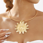 Star Sun Face 18K Gold Hasli Collar Necklace For Women Bulk
