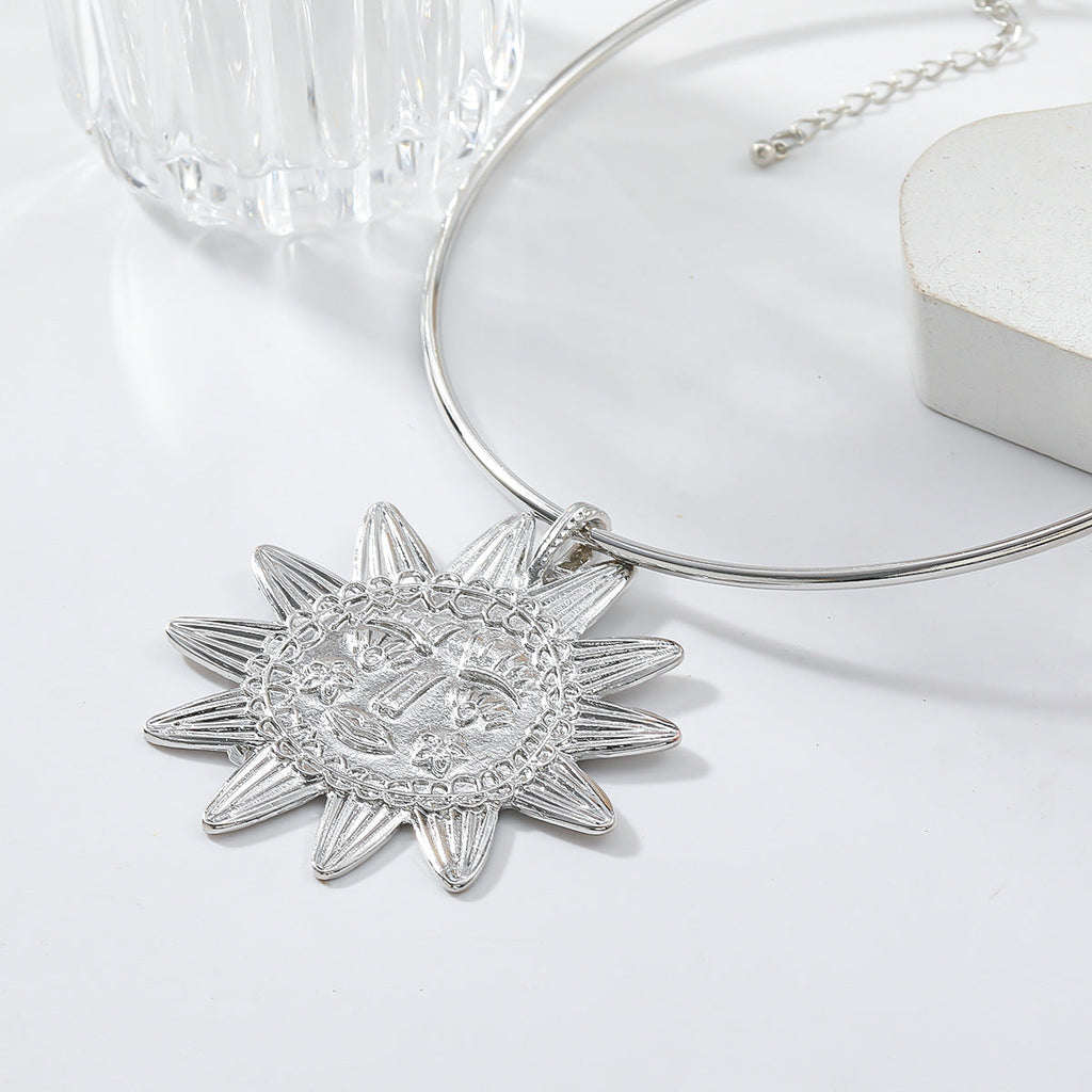 Star Sun Face 18K Gold Hasli Collar Necklace For Women Bulk