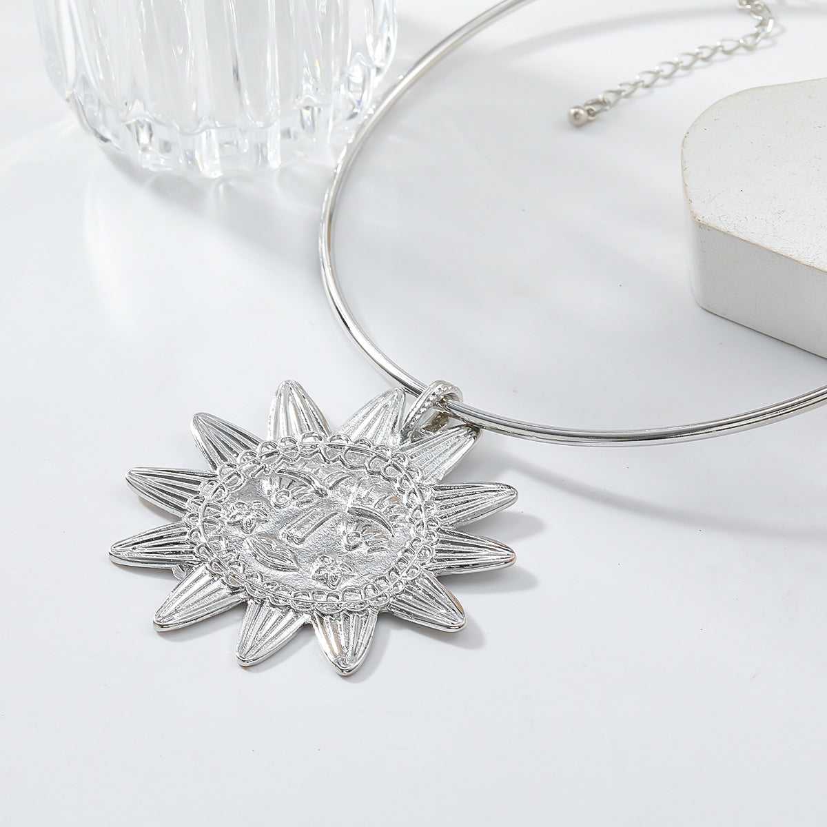 Star Sun Face 18K Gold Hasli Collar Necklace For Women Bulk