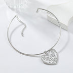 Heart Face Silver Hasli Collar Necklace For Women Bulk