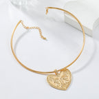 Heart Face Silver Hasli Collar Necklace For Women Bulk