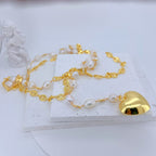 Heart Pearl 18K Gold White Anti Tarnish Long Y Necklace For Women