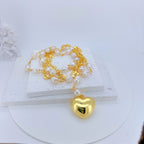 Heart Pearl 18K Gold White Anti Tarnish Long Y Necklace For Women