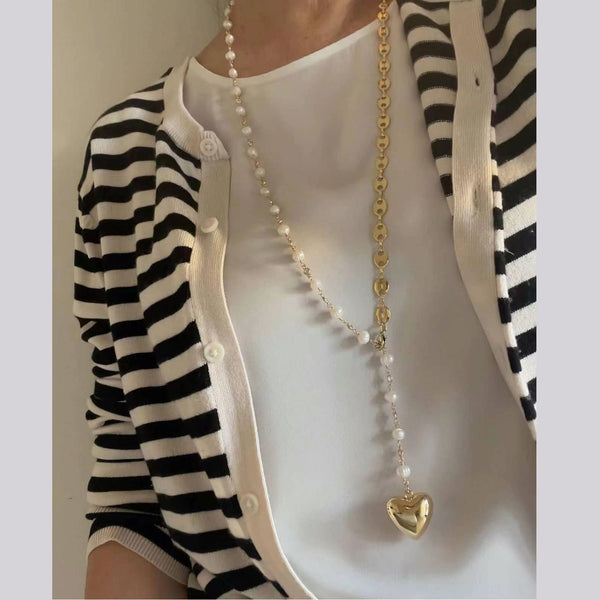 Heart Pearl 18K Gold White Anti Tarnish Long Y Necklace For Women Secondary image