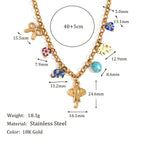 Elephant Beads Enamel Multicolour 18K Gold Stainless Steel Anti Tarnish Charm Necklace For Women