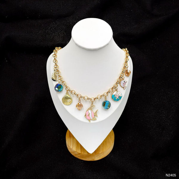 Fish Charm Multicolour 18K Gold Anti Tarnish Chain Necklace Bulk Main image