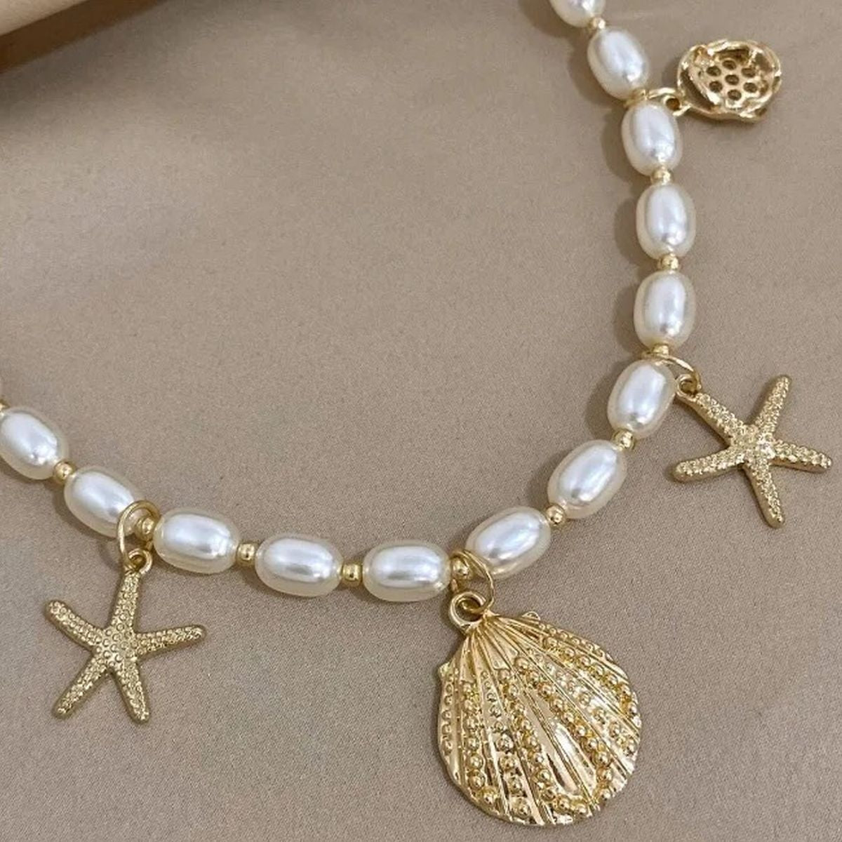 Star Fish Shell Charm Pearl White 18K Gold Anti Tarnish Necklace Bulk