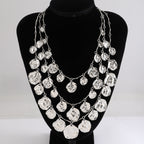 Beaten Finish Coin Silver Charm Layer Necklace For Women Bulk