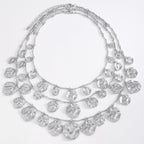 Beaten Finish Coin Silver Charm Layer Necklace For Women Bulk