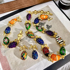 Antique CZ Enamel 18K Gold Multi Necklace Bracelet Earring Set Bulk