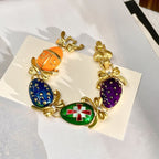 Antique CZ Enamel 18K Gold Multi Necklace Bracelet Earring Set Bulk