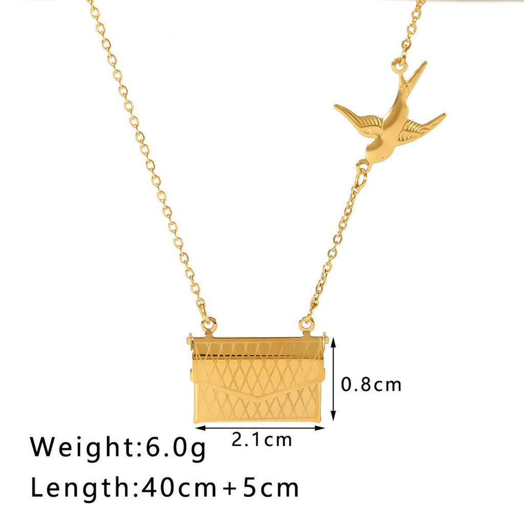 Bird Envelop 18K Gold Anti Tarnish Necklace Pendant Chain Women Bulk