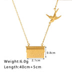 Bird Envelop 18K Gold Anti Tarnish Necklace Pendant Chain Women Bulk