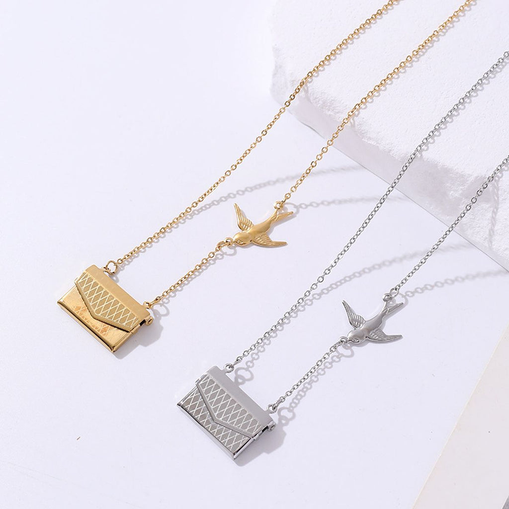 Bird Envelop 18K Gold Anti Tarnish Necklace Pendant Chain Women Bulk