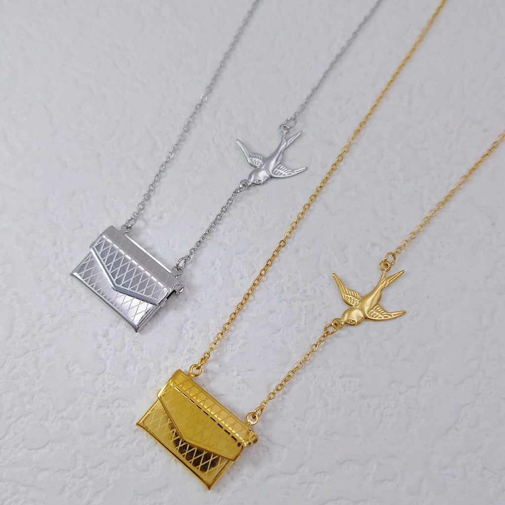 Bird Envelop 18K Gold Anti Tarnish Necklace Pendant Chain Women Bulk