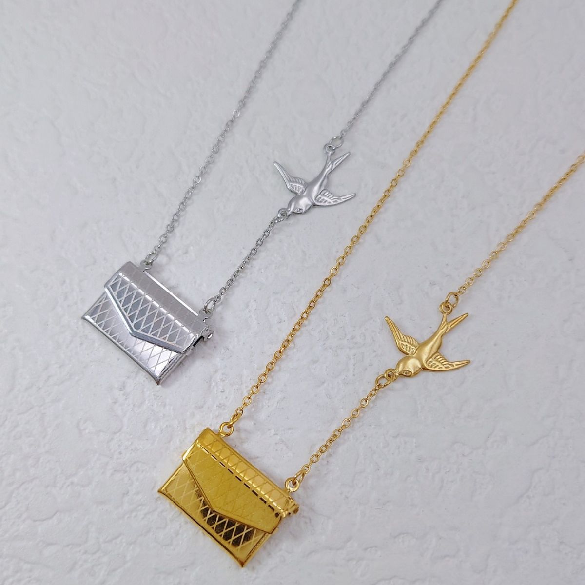 Bird Envelop 18K Gold Anti Tarnish Necklace Pendant Chain Women Bulk
