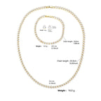 Drop Solitaire Cubic Zirconia Silver Anti Tarnish Tennis Necklace Bracelet Earring Set For Women
