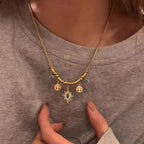 Sun Tree 18K Gold Gemstone Anti Tarnish Snake Chain Necklace Bulk