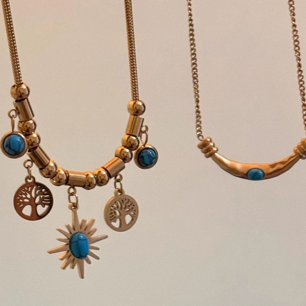Sun Tree 18K Gold Gemstone Anti Tarnish Snake Chain Necklace Bulk