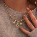 Sun Tree 18K Gold Gemstone Anti Tarnish Snake Chain Necklace Bulk