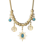 Sun Tree 18K Gold Gemstone Anti Tarnish Snake Chain Necklace Bulk