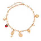Star Fish Shell Tree Anchor 18K Gold Anti Tarnish Charm Necklace Chain For Women