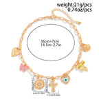 Cross Rosary evil Eye Heart 18K Gold Anti Tarnish Charm Necklace Chain For Women