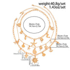 Sun Star Fish Shell Anchor Multi Layer 18K Gold Anti Tarnish Charm Necklace Chain For Women