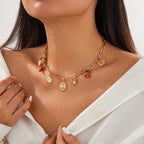 Sun Star Fish Hand Chilli Gold Anti Tarnish Charm Necklace Chain Bulk
