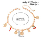 Sun Star Fish Hand Chilli Gold Anti Tarnish Charm Necklace Chain Bulk