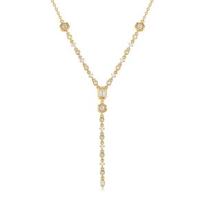 Simple Solitaire CZ 18K Gold Anti Tarnish Y Necklace Chain Bulk