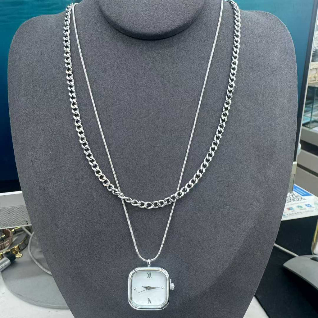 Minimalist Watch Layered Chain Gold Silver Stainless Steel Necklace Bulk