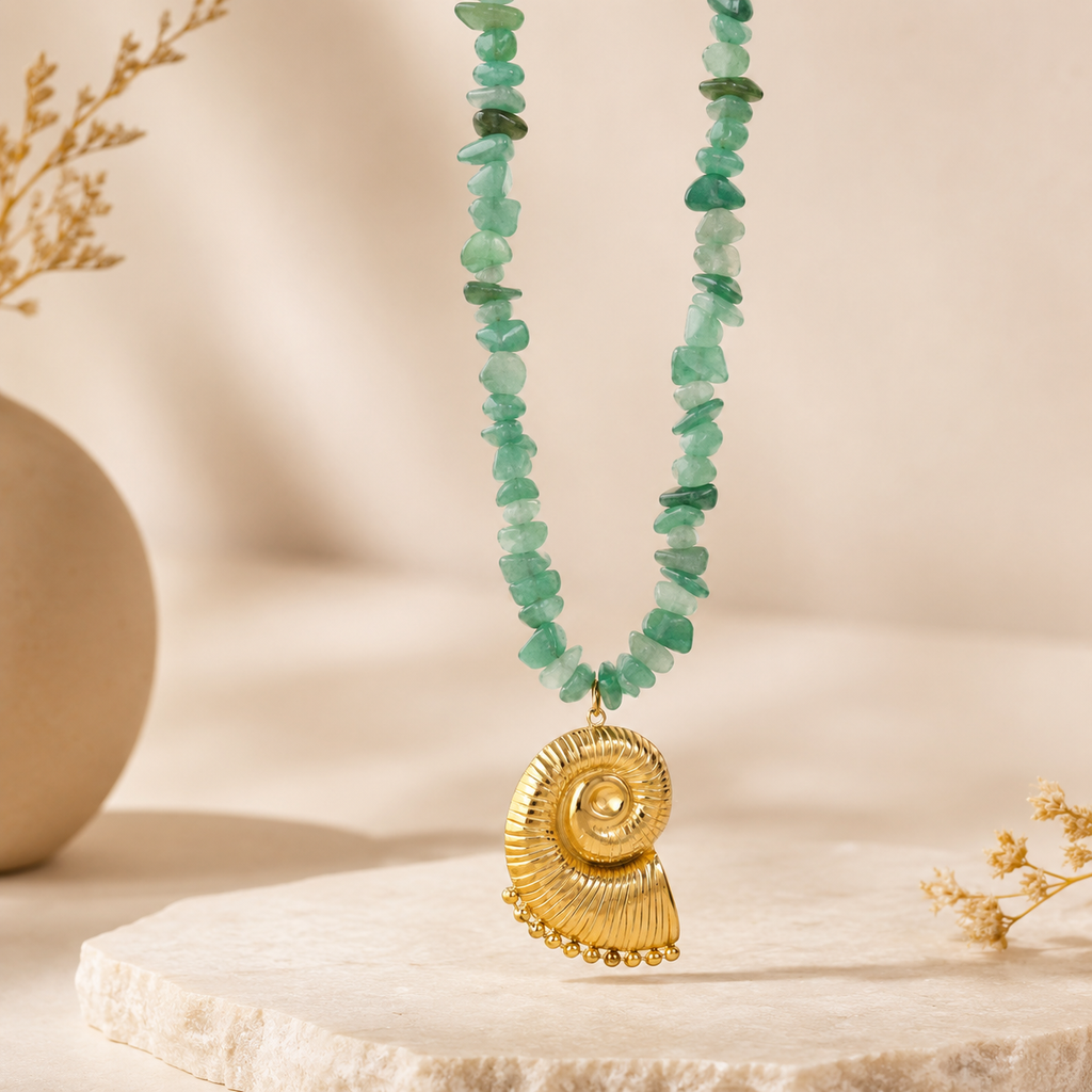Natural Gemstone Chip Gold Plated Beads Stainless Steel Necklace Bulk