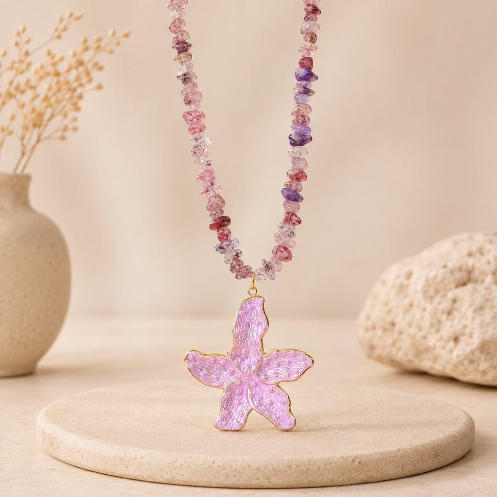 Natural Gemstone Chip Gold Plated Beads Stainless Steel Necklace Bulk