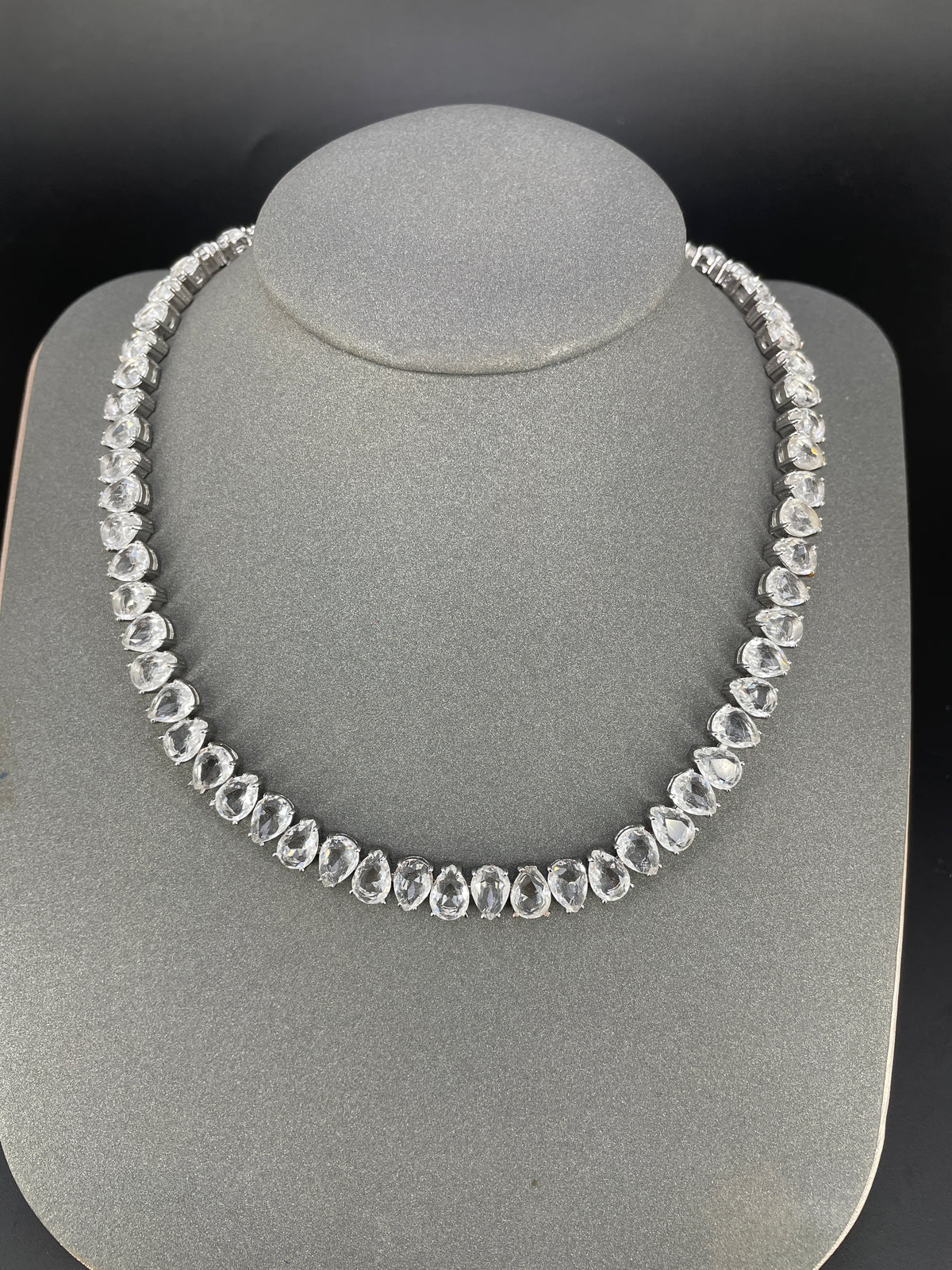 White Teardrop Silver Cubic Zirconia  Copper Necklace For Women Bulk
