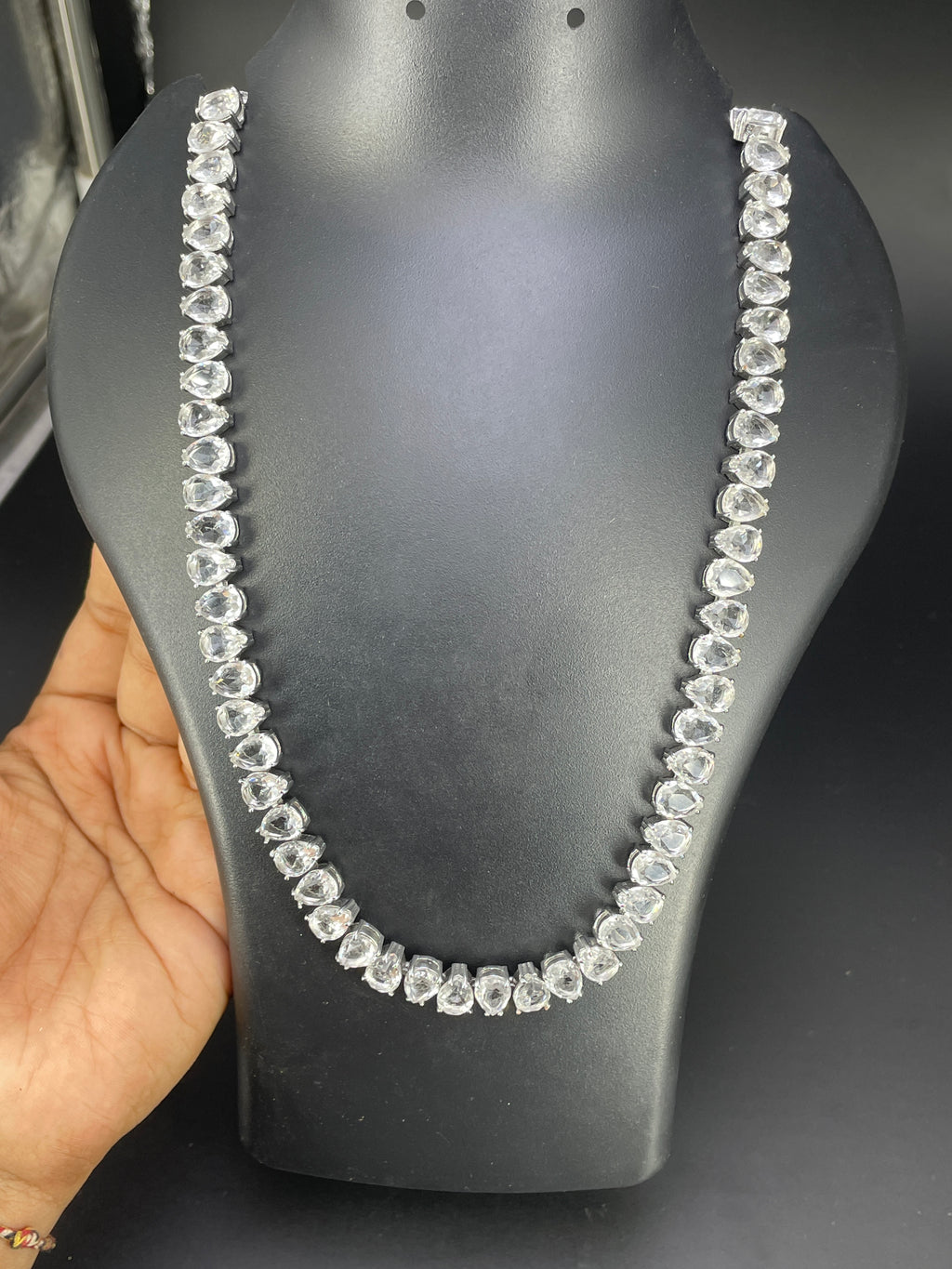 White Teardrop Silver Cubic Zirconia  Copper Necklace For Women Bulk