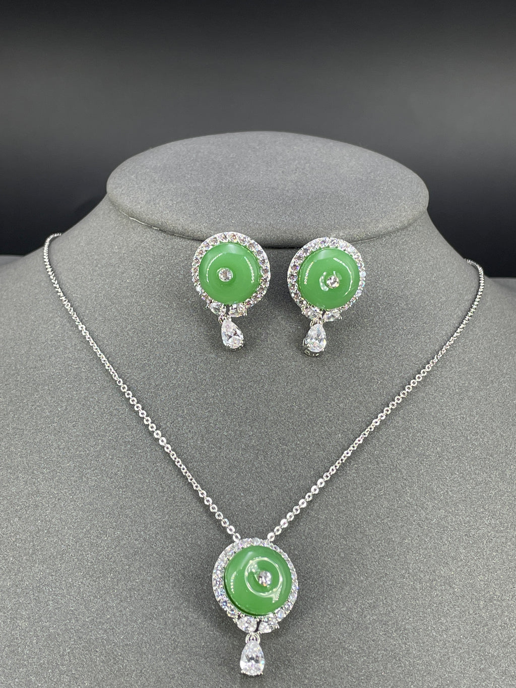 Multi Color Round Silver Cubic Zirconia Copper Necklace Earrings Women Bulk