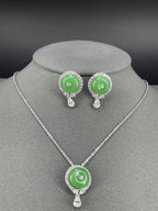 Multi Color Round Silver Cubic Zirconia Copper Necklace Earrings Women Bulk
