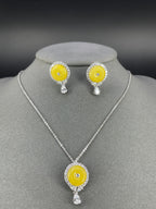 Multi Color Round Silver Cubic Zirconia Copper Necklace Earrings Women Bulk