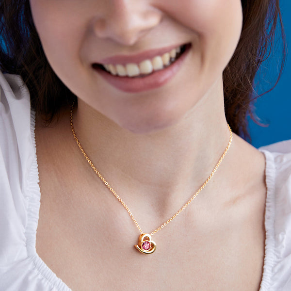 Elegant Heart Rose Silver Gold CZ Anti Tarnish Brass Necklace Bulk Secondary image
