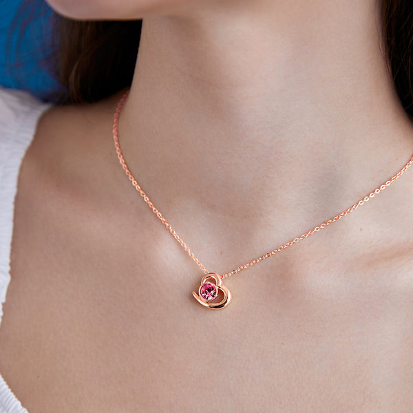 Elegant Heart Rose Silver Gold CZ Anti Tarnish Brass Necklace Bulk Main image
