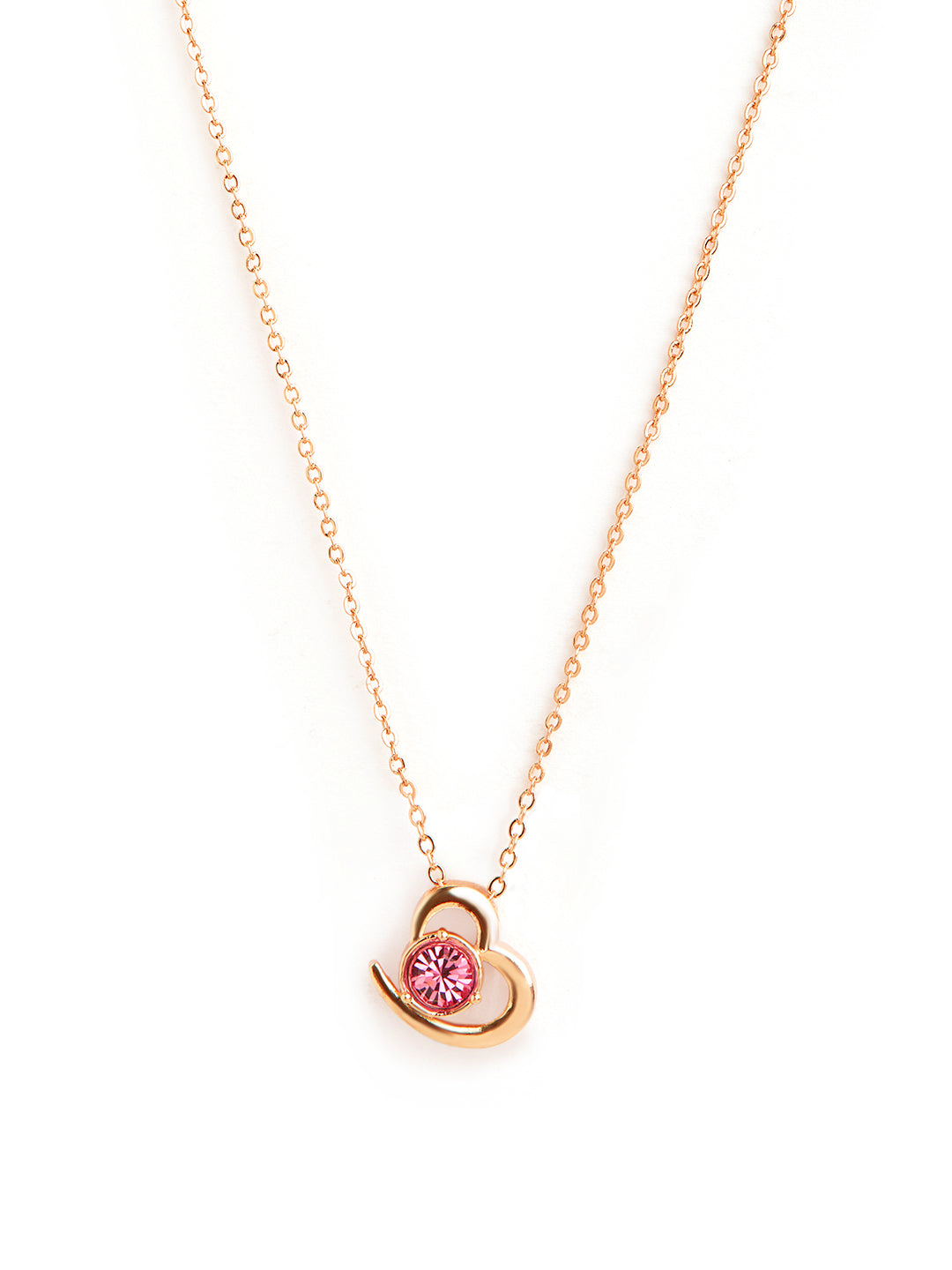 Elegant Heart Rose Silver Gold CZ Anti Tarnish Brass Necklace Bulk