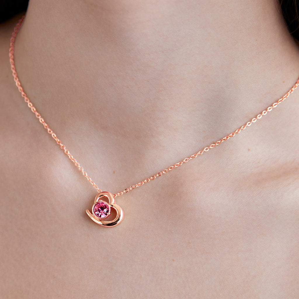 Elegant Heart Rose Silver Gold CZ Anti Tarnish Brass Necklace Bulk