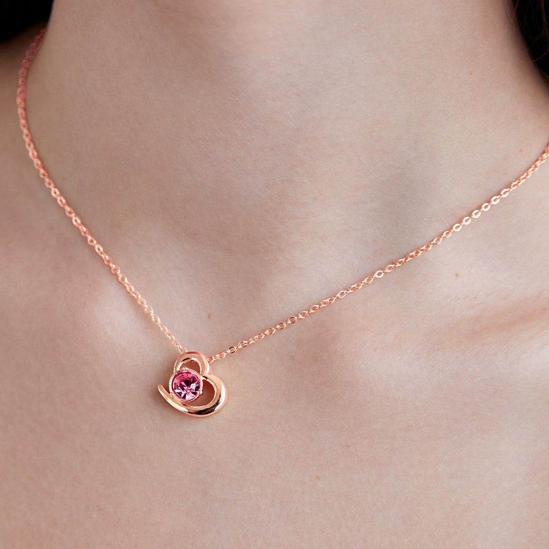 Elegant Heart Rose Silver Gold CZ Anti Tarnish Brass Necklace Bulk
