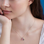 Elegant Heart Rose Silver Gold CZ Anti Tarnish Brass Necklace Bulk