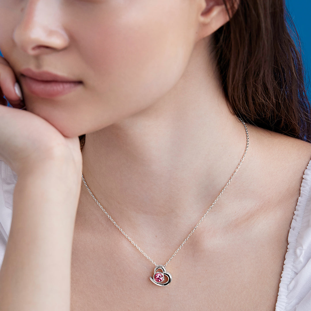 Elegant Heart Rose Silver Gold CZ Anti Tarnish Brass Necklace Bulk