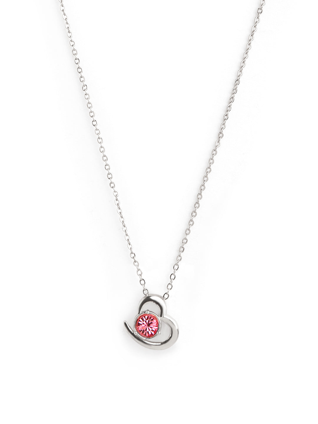 Elegant Heart Rose Silver Gold CZ Anti Tarnish Brass Necklace Bulk