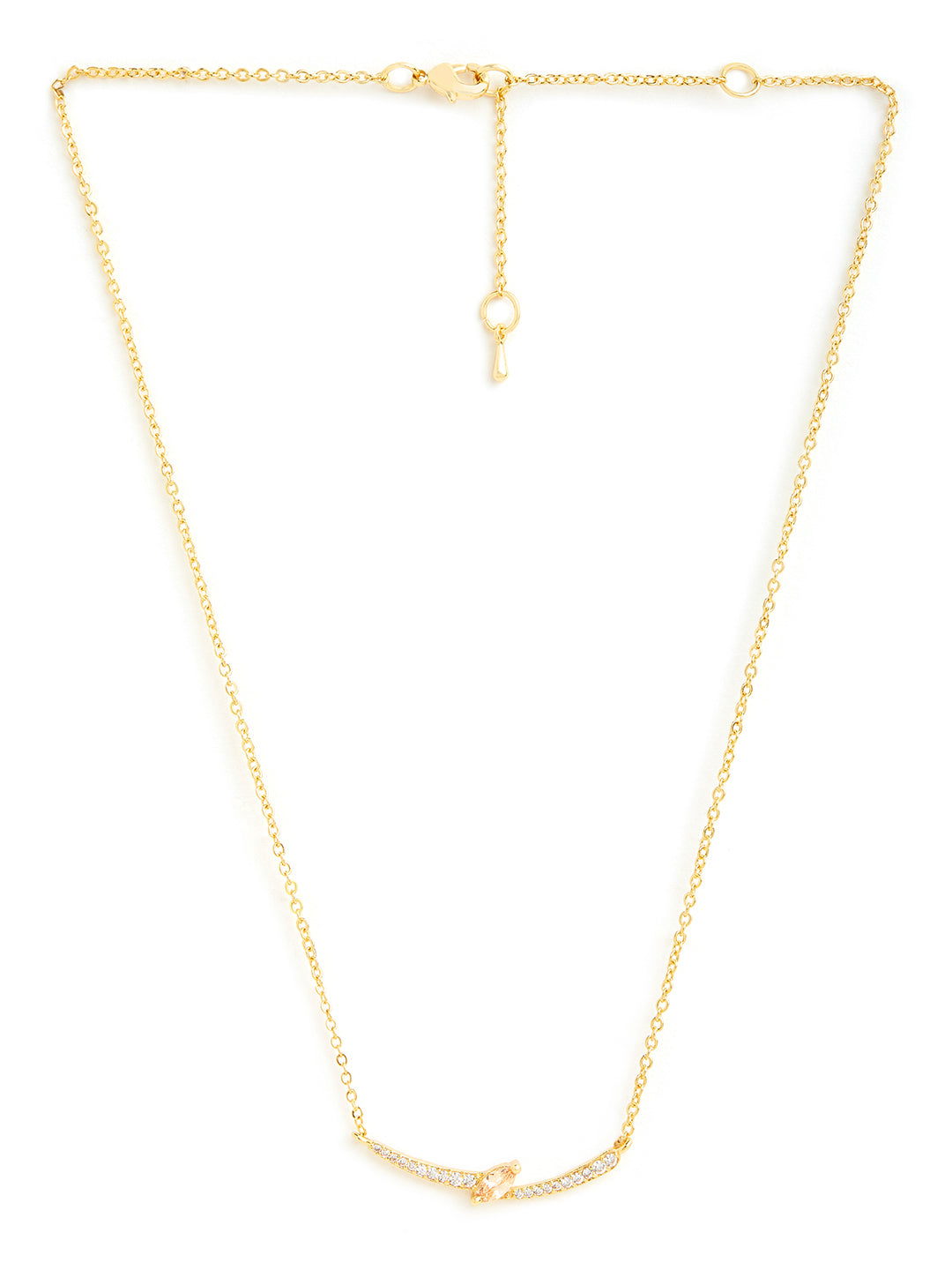 Elegant Curve Design Rose Silver Gold Plated CZ Brass Necklace Bulk